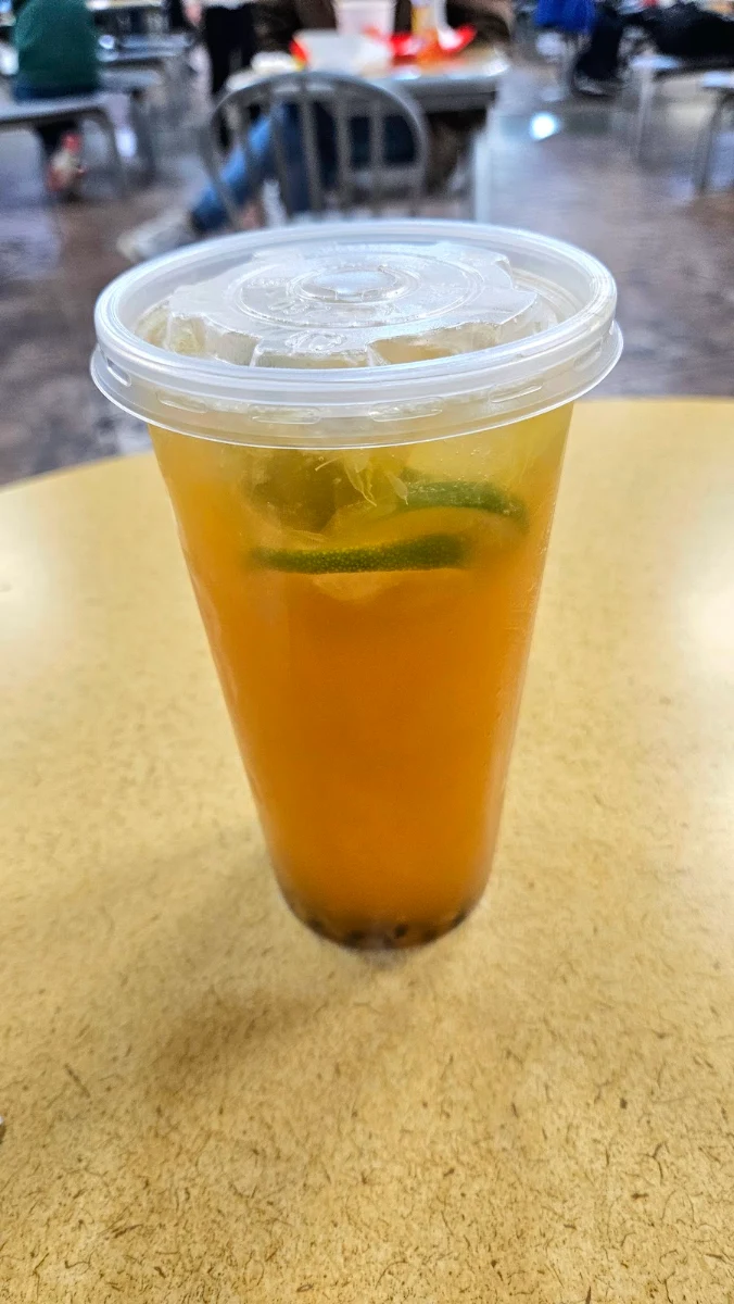 passionfruit lemon green tea 百香果绿茶, Grains Fish Noodle crystal mall
